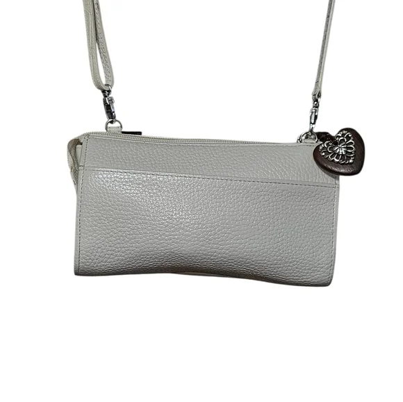 BRIGHTON Enchanted Off White/Cream and Brown Leather Crossbody Bag w Dust Bag
